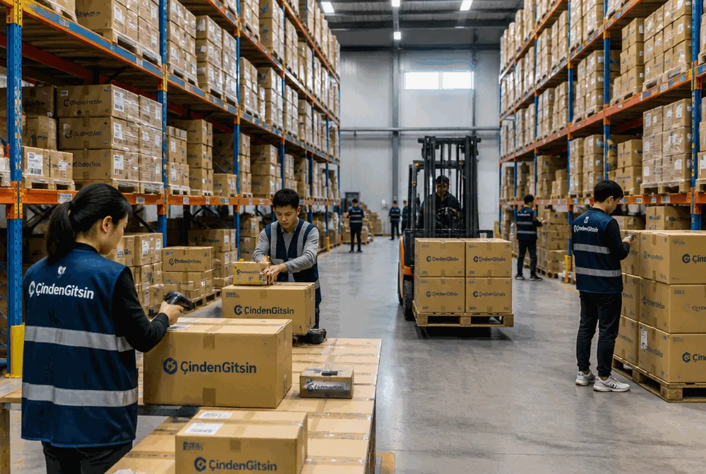 ÇindenGitsin ekibi Çin deposunda siparişleri hazırlıyor